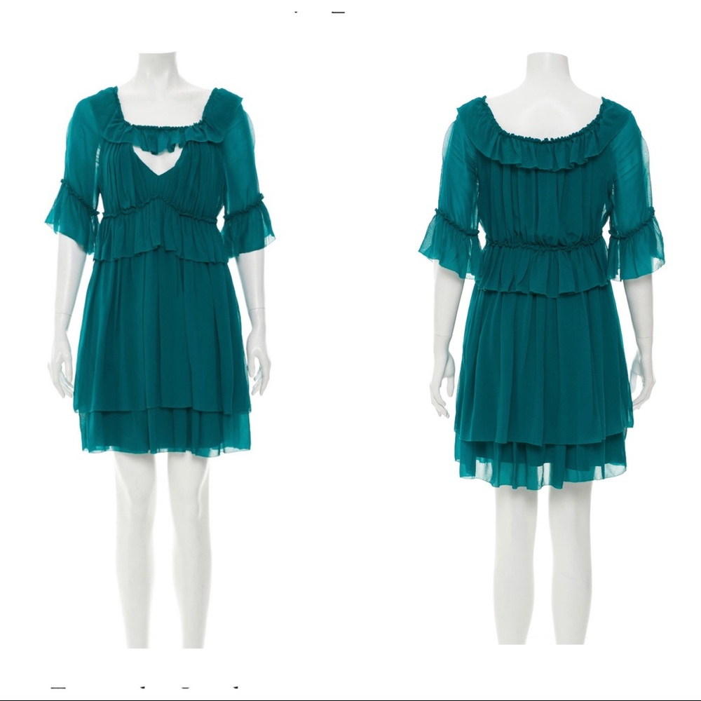 Temperley London green silk dress us 4